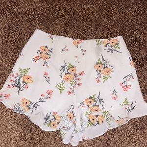 Floral printed high waisted shorts